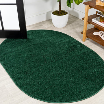 Haze Solid Low-pile Area Rug Emerald
